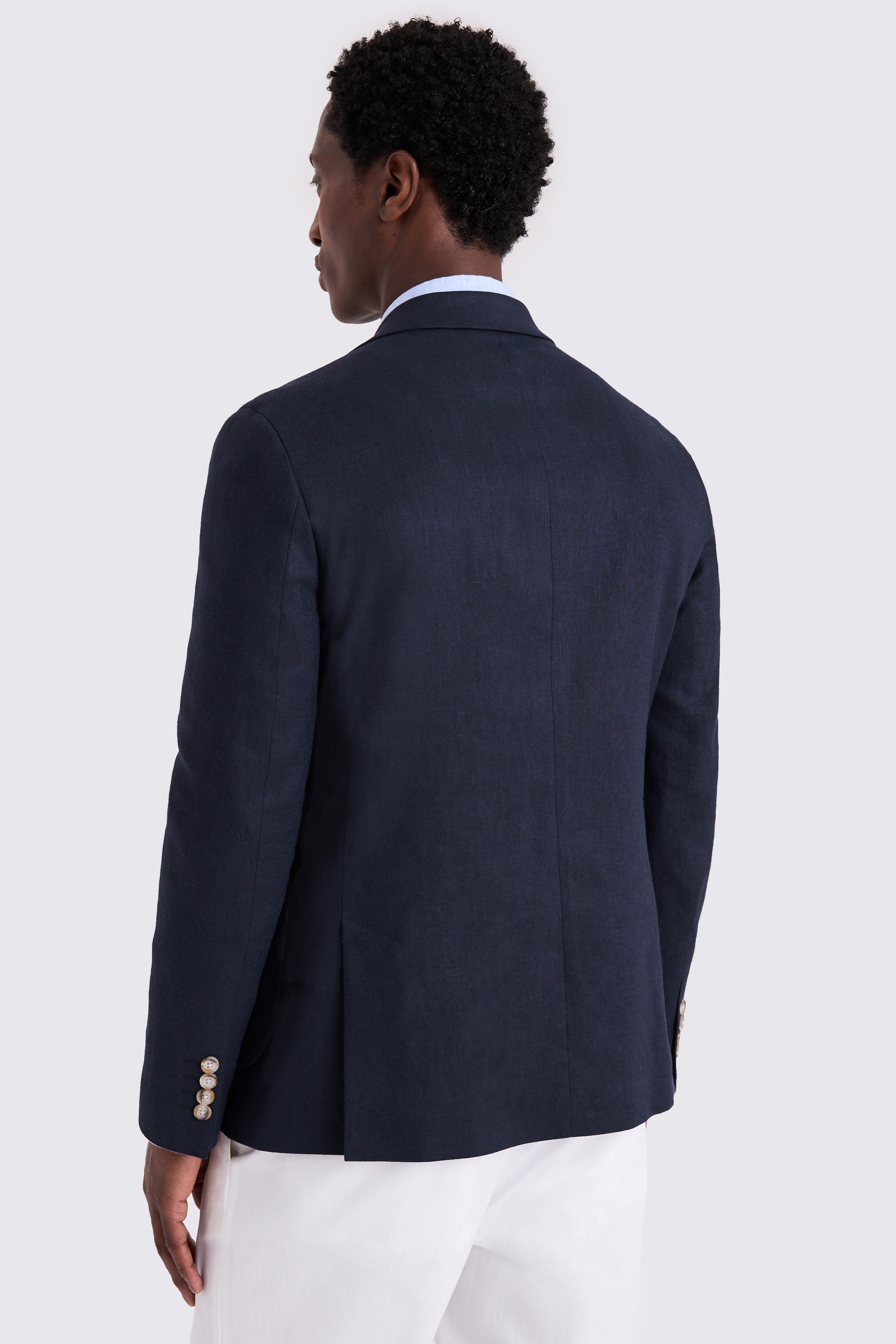 Slim Fit Navy Matte Linen Jacket